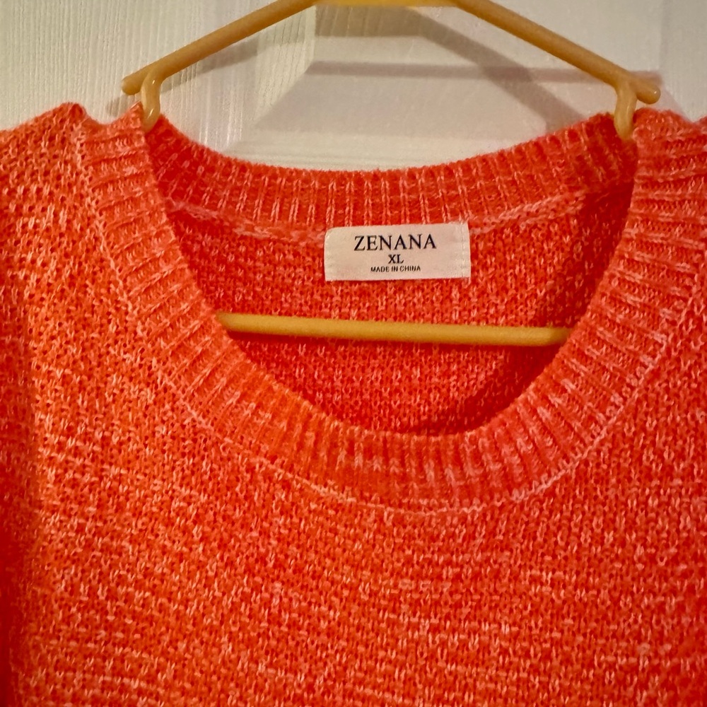 Zenana Outfitters Vibrant Orange Crew Neck Sweater - Picture 6 of 6